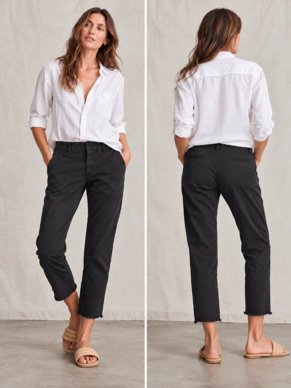 Frank & Eileen Wicklow Italian Chino Pants Black Raw Hem 2